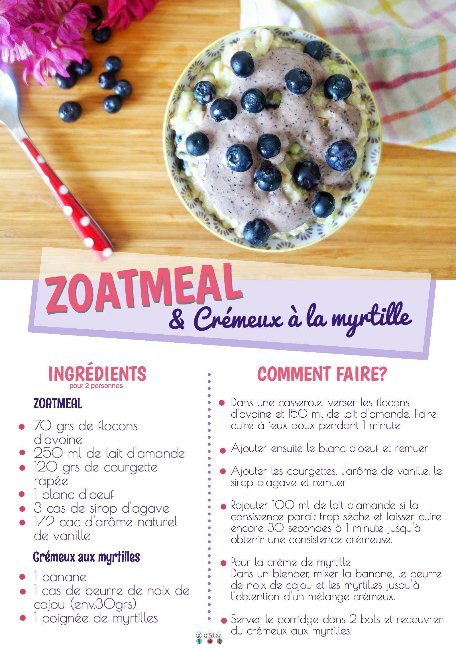 Recette saine de petit-déjuner Zoatmeal & Cremeux à la myrtille